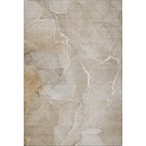 HomeRoots 9' X 12' Abstract Beige & Ivory Washable Area Rug with UV Protection for Stylish, Durable Living Spaces 646977