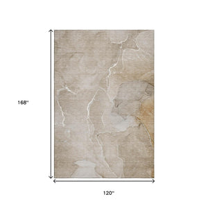 HomeRoots 10' Abstract Beige and Ivory Washable Area Rug with UV Protection – Durable, Easy-Care Style for Homes 646978