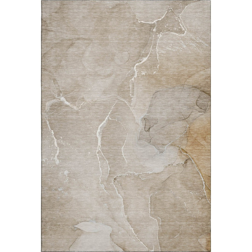 HomeRoots 10' Abstract Beige and Ivory Washable Area Rug with UV Protection – Durable, Easy-Care Style for Homes 646978