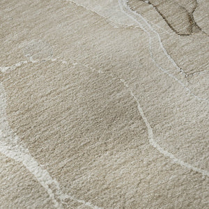 HomeRoots 10' Abstract Beige and Ivory Washable Area Rug with UV Protection – Durable, Easy-Care Style for Homes 646978