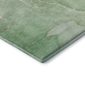 HomeRoots 5' X 8' Stylish Green And Ivory Abstract Washable Area Rug - UV Protected, Stain Resistant Design 646980