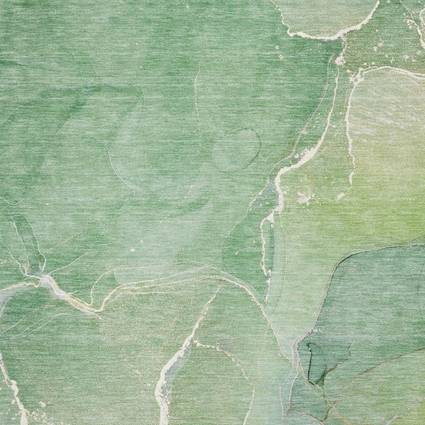 HomeRoots 5' X 8' Stylish Green And Ivory Abstract Washable Area Rug - UV Protected, Stain Resistant Design 646980