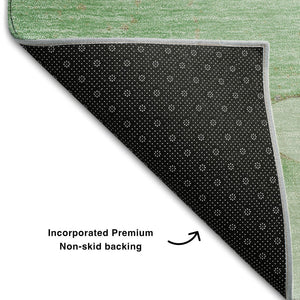HomeRoots 8' X 10' Green & Ivory Abstract Washable Area Rug - Durable, UV-Protected, Perfect for Busy Homes 646982