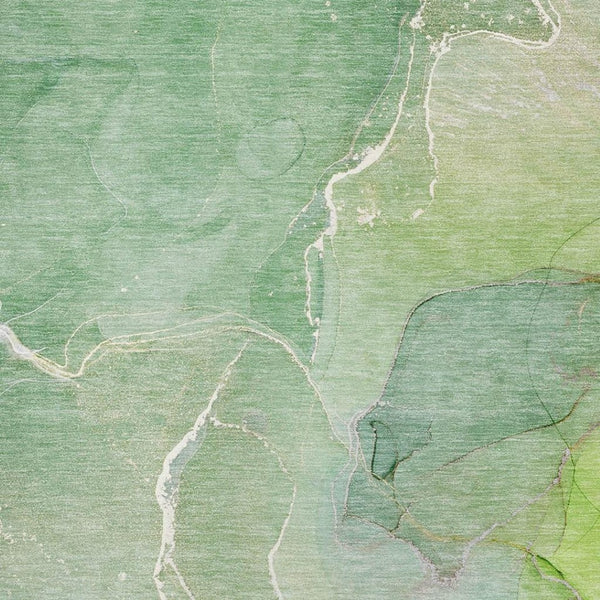 HomeRoots 8' X 10' Green & Ivory Abstract Washable Area Rug - Durable, UV-Protected, Perfect for Busy Homes 646982