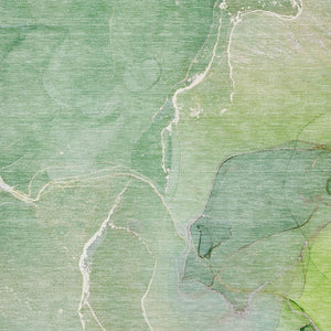 HomeRoots 9' X 12' Stylish Green and Ivory Abstract Area Rug - Washable, UV Protected, Ideal for High-Traffic Areas 646983