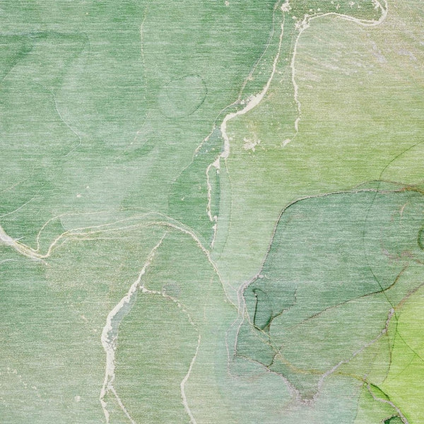 HomeRoots 9' X 12' Stylish Green and Ivory Abstract Area Rug - Washable, UV Protected, Ideal for High-Traffic Areas 646983