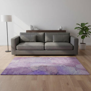 HomeRoots 5' X 8' Purple And Ivory Abstract Area Rug - Durable, Washable, UV Protected for Stylish Homes 646986