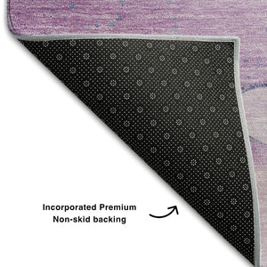 HomeRoots 5' X 8' Purple And Ivory Abstract Area Rug - Durable, Washable, UV Protected for Stylish Homes 646986