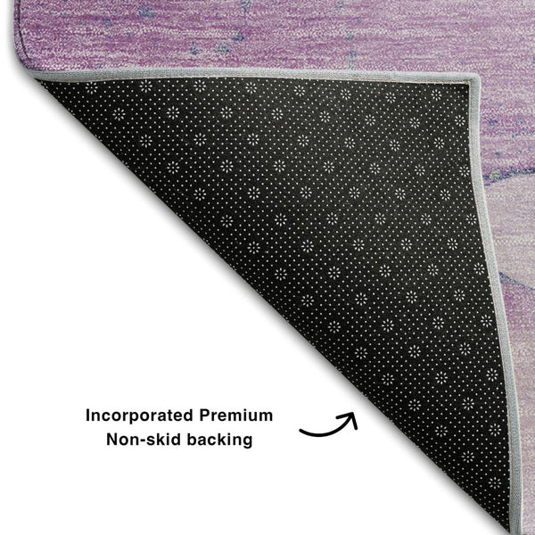 HomeRoots 5' X 8' Purple And Ivory Abstract Area Rug - Durable, Washable, UV Protected for Stylish Homes 646986