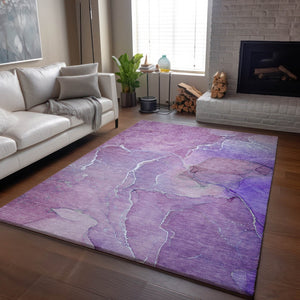 HomeRoots 5' X 8' Purple And Ivory Abstract Area Rug - Durable, Washable, UV Protected for Stylish Homes 646986