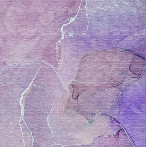HomeRoots 5' X 8' Purple And Ivory Abstract Area Rug - Durable, Washable, UV Protected for Stylish Homes 646986