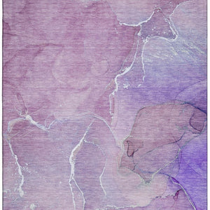 HomeRoots 5' X 8' Purple And Ivory Abstract Area Rug - Durable, Washable, UV Protected for Stylish Homes 646986