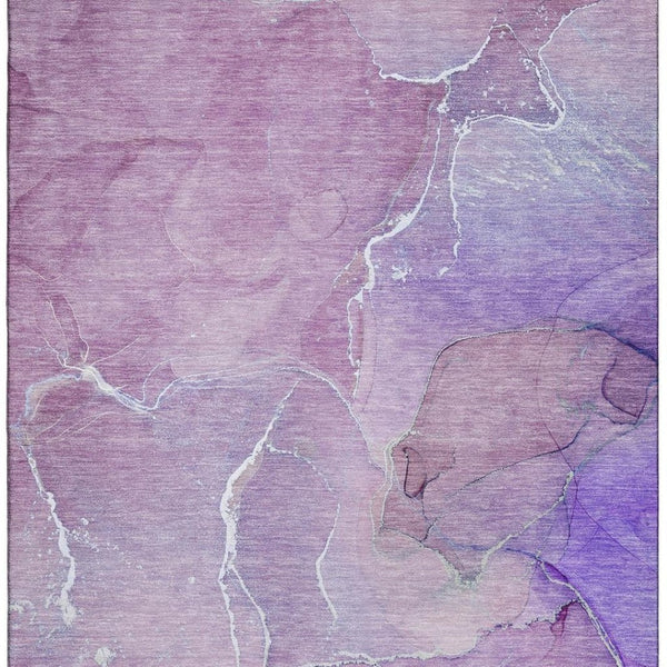 HomeRoots 5' X 8' Purple And Ivory Abstract Area Rug - Durable, Washable, UV Protected for Stylish Homes 646986