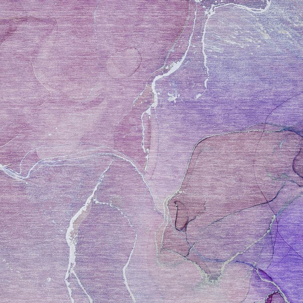 HomeRoots 8' X 10' Stylish Purple & Ivory Abstract Washable Area Rug with UV Protection for High-Traffic Spaces 646988