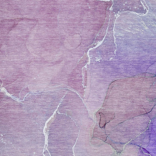 HomeRoots 9' X 12' Purple And Ivory Abstract Area Rug - Durable, Washable, UV-Protected for Busy Homes! 646989