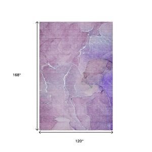HomeRoots 10' X 14' Purple and Ivory Abstract Area Rug - Washable, UV-Protected, Modern Design for Family Homes 646990