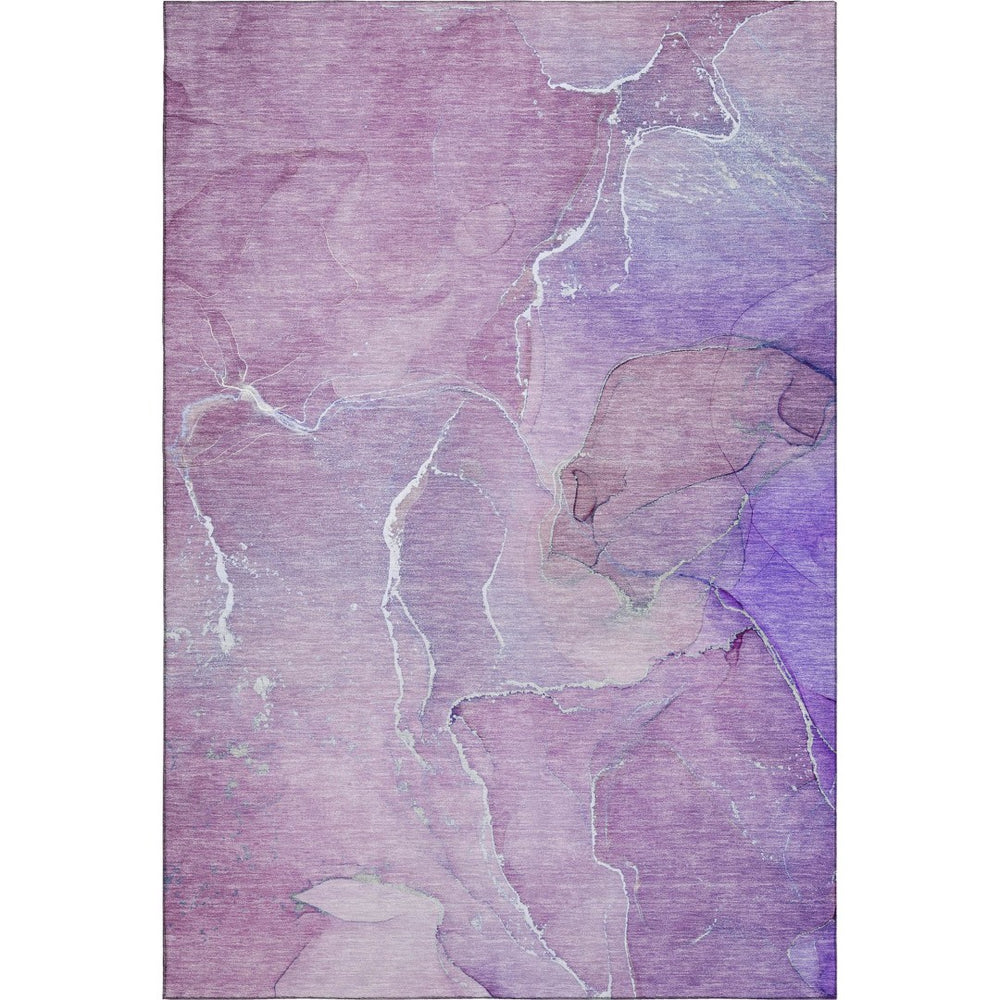 HomeRoots 10' X 14' Purple and Ivory Abstract Area Rug - Washable, UV-Protected, Modern Design for Family Homes 646990
