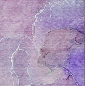 HomeRoots 10' X 14' Purple and Ivory Abstract Area Rug - Washable, UV-Protected, Modern Design for Family Homes 646990