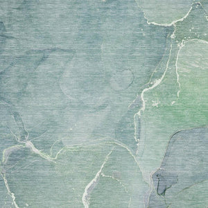 HomeRoots 8' X 10' Teal and Ivory Abstract Area Rug – Washable, UV Protected, Durable for High-Traffic Spaces 646994