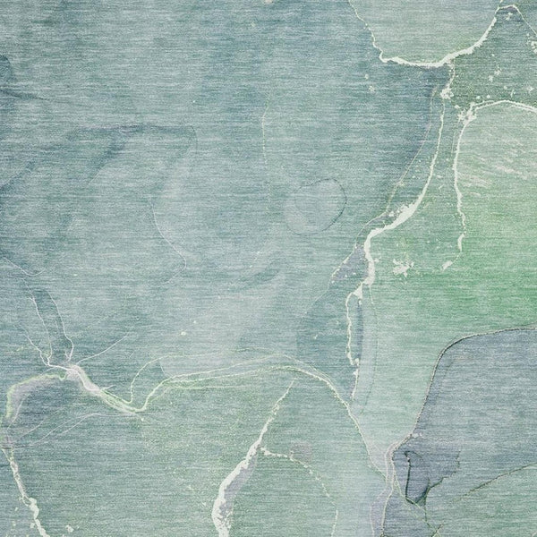 HomeRoots 8' X 10' Teal and Ivory Abstract Area Rug – Washable, UV Protected, Durable for High-Traffic Spaces 646994