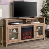 English Elm Walker Edison - Classic Glass-Door Fireplace Tall Tv Stand For Tvs Up To 65" - Driftwood