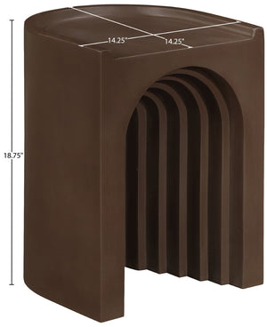 Meridian Furniture Avenda Sculptural Concrete End Table with Geometric Cutout for Indoor Outdoor Living Spaces Brown 646Brown-ET