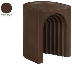 Meridian Furniture Avenda Sculptural Concrete End Table with Geometric Cutout for Indoor Outdoor Living Spaces Brown 646Brown-ET