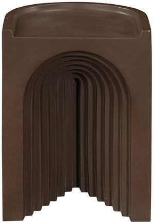 Meridian Furniture Avenda Sculptural Concrete End Table with Geometric Cutout for Indoor Outdoor Living Spaces Brown 646Brown-ET