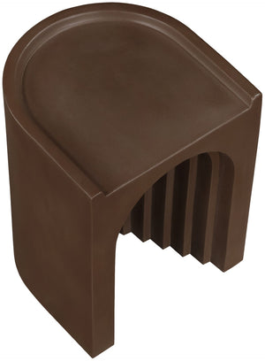 Meridian Furniture Avenda Sculptural Concrete End Table with Geometric Cutout for Indoor Outdoor Living Spaces Brown 646Brown-ET