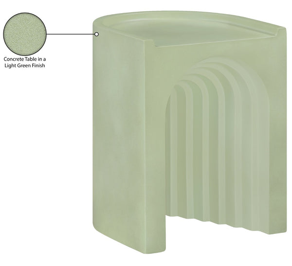 Meridian Furniture Avenda Sculptural Concrete End Table with Geometric Cutout for Indoor Outdoor Living Spaces Green 646Green-ET