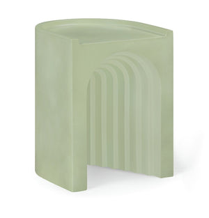 Meridian Furniture Avenda Sculptural Concrete End Table with Geometric Cutout for Indoor Outdoor Living Spaces Green 646Green-ET