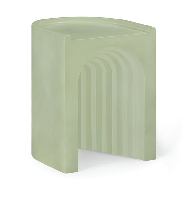Meridian Furniture Avenda Sculptural Concrete End Table with Geometric Cutout for Indoor Outdoor Living Spaces Green 646Green-ET