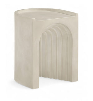 Meridian Furniture Avenda Sculptural Concrete End Table with Geometric Cutout for Indoor Outdoor Living Spaces Beige 646Sand-ET
