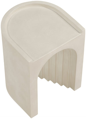 Meridian Furniture Avenda Sculptural Concrete End Table with Geometric Cutout for Indoor Outdoor Living Spaces Beige 646Sand-ET