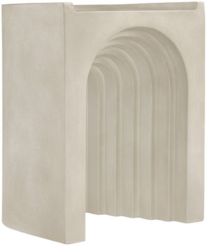 Meridian Furniture Avenda Sculptural Concrete End Table with Geometric Cutout for Indoor Outdoor Living Spaces Beige 646Sand-ET