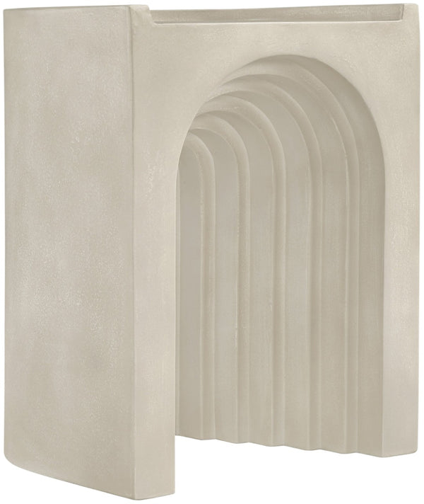 Meridian Furniture Avenda Sculptural Concrete End Table with Geometric Cutout for Indoor Outdoor Living Spaces Beige 646Sand-ET