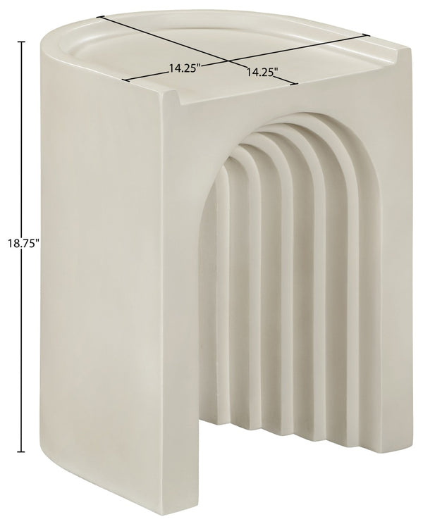 Meridian Furniture Avenda Sculptural Concrete End Table with Geometric Cutout for Indoor Outdoor Living Spaces Taupe 646Taupe-ET