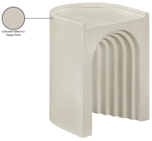 Meridian Furniture Avenda Sculptural Concrete End Table with Geometric Cutout for Indoor Outdoor Living Spaces Taupe 646Taupe-ET
