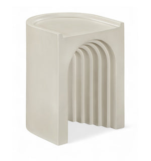 Meridian Furniture Avenda Sculptural Concrete End Table with Geometric Cutout for Indoor Outdoor Living Spaces Taupe 646Taupe-ET