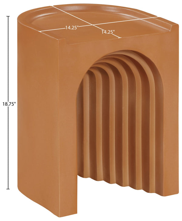 Meridian Furniture Avenda Sculptural Concrete End Table with Geometric Cutout for Indoor Outdoor Living Spaces Terracotta 646Terracotta-ET