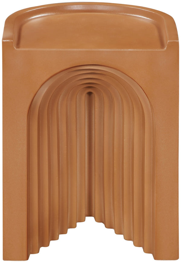 Meridian Furniture Avenda Sculptural Concrete End Table with Geometric Cutout for Indoor Outdoor Living Spaces Terracotta 646Terracotta-ET