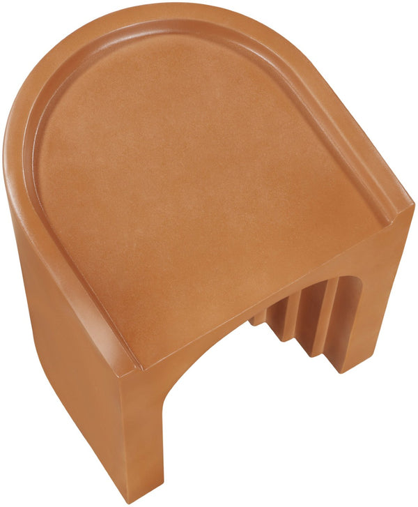 Meridian Furniture Avenda Sculptural Concrete End Table with Geometric Cutout for Indoor Outdoor Living Spaces Terracotta 646Terracotta-ET
