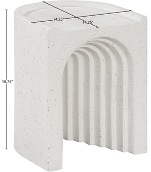 Meridian Furniture Avenda Sculptural Concrete End Table with Geometric Cutout for Indoor Outdoor Living Spaces Terrazzo 646Trzo-ET