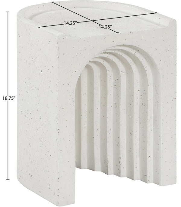 Meridian Furniture Avenda Sculptural Concrete End Table with Geometric Cutout for Indoor Outdoor Living Spaces Terrazzo 646Trzo-ET