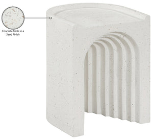Meridian Furniture Avenda Sculptural Concrete End Table with Geometric Cutout for Indoor Outdoor Living Spaces Terrazzo 646Trzo-ET