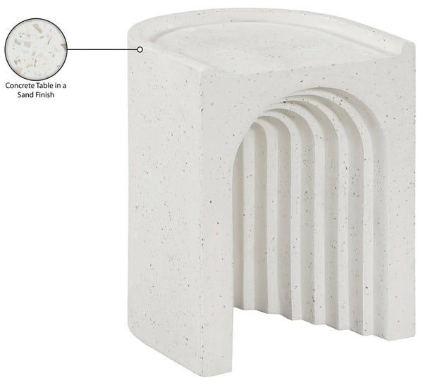 Meridian Furniture Avenda Sculptural Concrete End Table with Geometric Cutout for Indoor Outdoor Living Spaces Terrazzo 646Trzo-ET