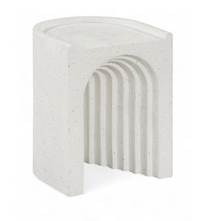 Meridian Furniture Avenda Sculptural Concrete End Table with Geometric Cutout for Indoor Outdoor Living Spaces Terrazzo 646Trzo-ET