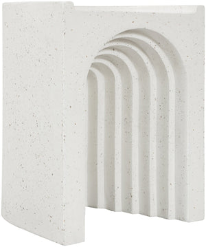 Meridian Furniture Avenda Sculptural Concrete End Table with Geometric Cutout for Indoor Outdoor Living Spaces Terrazzo 646Trzo-ET