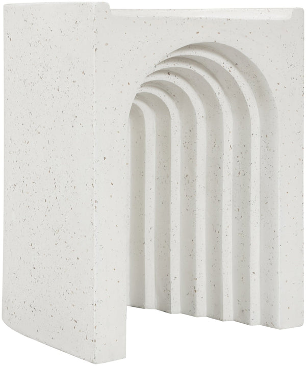 Meridian Furniture Avenda Sculptural Concrete End Table with Geometric Cutout for Indoor Outdoor Living Spaces Terrazzo 646Trzo-ET