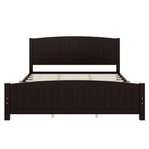 English Elm King Solid Wood Platform Bed with Slatted Support, Modern White Finish, No Box Spring Needed, Sturdy Design Espresso W1580P374317